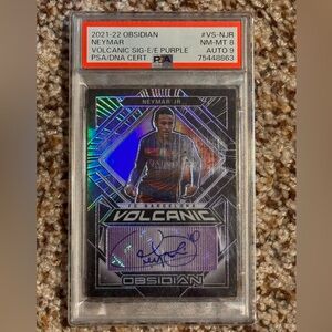 2021 Obsidian Neymar Jr Volcanic Signature Purple Etch /7 PSA 8 Auto 9